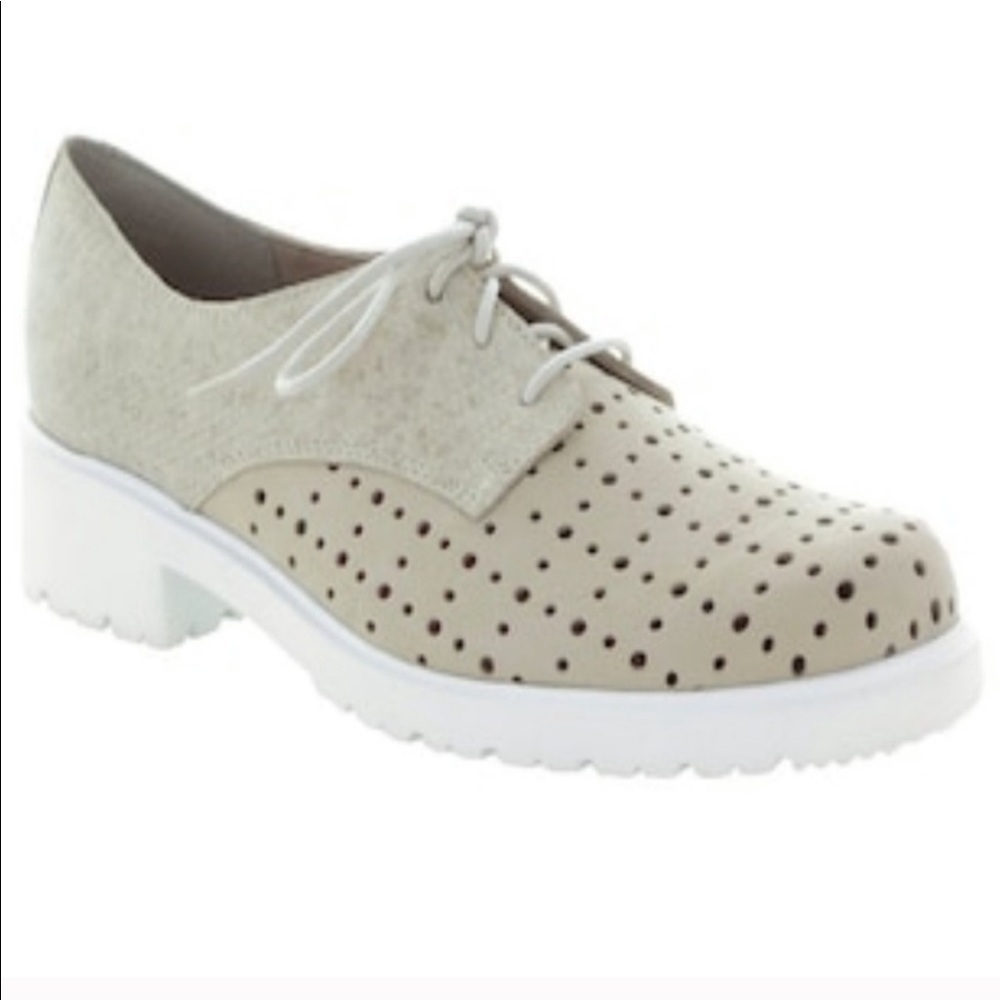 MUNRO Preppy Tan Ivory Leather Durell Academia Coastal Grandma Oxford Flats 7